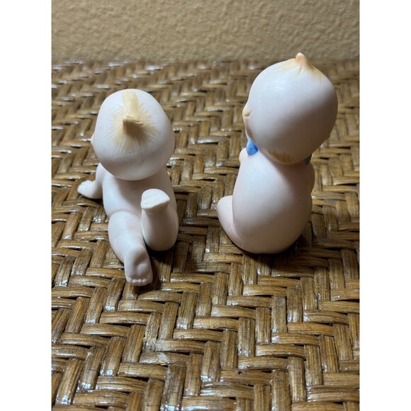 Vintage Kewpie Blue Wing Baby Figurines Set Of 2 Porcelain Collectibles - Picture 3 of 10